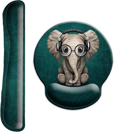 Ergonomische Gaming Mouse Pad met Polssteun, Waterdichte Lycra Oppervlak en Antislip Basis, Geschikt voor Muizen en Toetsenborden, Schattige Olifant Design
