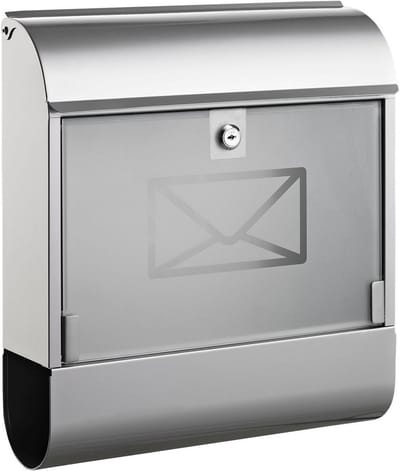 Moderne brievenbus met krantenbox - 36 x 40 x 11 cm - Zilver