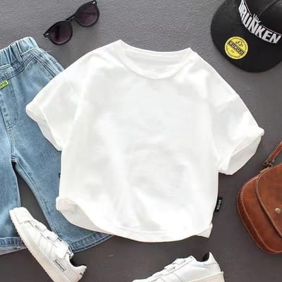 Jongens Korte Mouw Meisjes T-shirts Puur Katoen Kindermode Koreaanse Stijl Los Cartoon Trendy Tops Zomerkleding 140cm gray