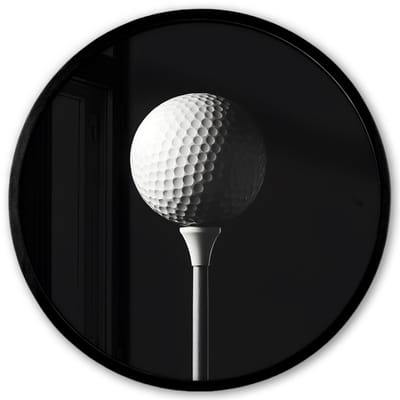 Poster in lijst Rond - Fotolijst 40x40 cm - Posters - Golfbal - Minimalistisch - Wit - Ronde posterlijst zwart - Decoratie - Wanddecoratie woonkamer - Muurdecoratie slaapkamer
