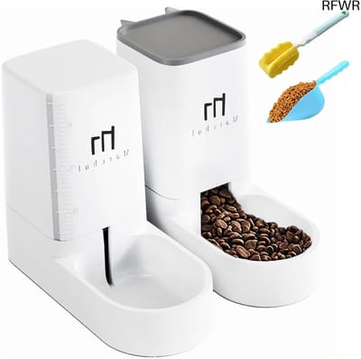 RFWR® Automatische voer- en waterdispenser voor honden en katten - 3,8 l, 2 stuks, ideaal voor kleine honden en puppy's