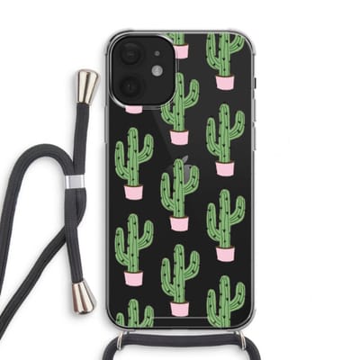 Case Company® - Hoesje met koord geschikt voor iPhone 12 mini hoesje met Koord - Cactus Lover - Telefoonhoesje met Zwart Koord - Bescherming aan alle Kanten en Over de Schermrand