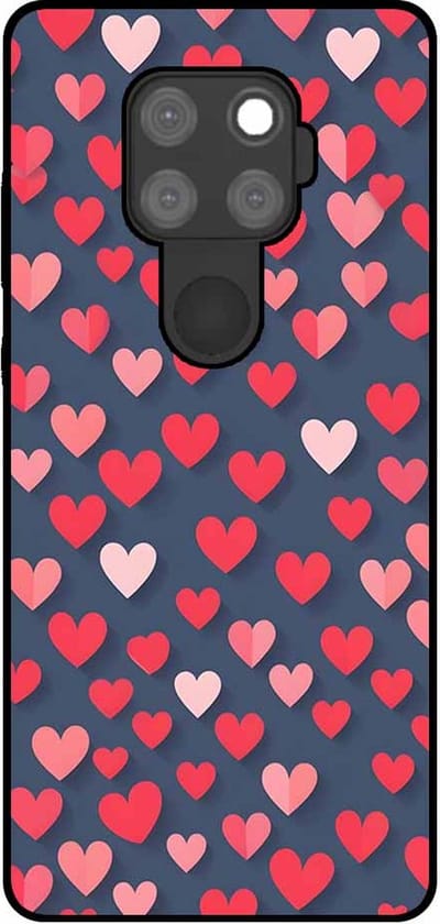 Smartphonica Telefoonhoesje Geschikt voor Huawei Mate 30 Lite met Roze en Rode Hartjes Opdruk - TPU Backcover Case With Rosé and Red Heart Design geschikt voor Huawei Mate 30 Lite