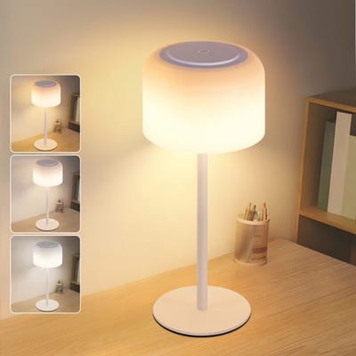 NETTLIFE Tafellamp - Draadloos en dimbaar - Touch - Wit -13cm - Accu-tafellamp - met 3 kleurtemperaturen