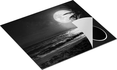 Chefcare Inductie Beschermer Tropisch Strand in de Nacht met Volle Maan - Zwart Wit - 60x50 cm - Afdekplaat Inductie - Kookplaat Beschermer - Inductie Mat
