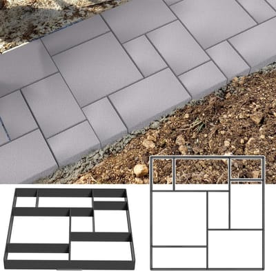 Bestratingsvorm Beton - Tuintegelmal Vorm - Tuinpad Aanleggen - Herbruikbaar Kunststof - 43 x 43 x 4 cm - Zwart