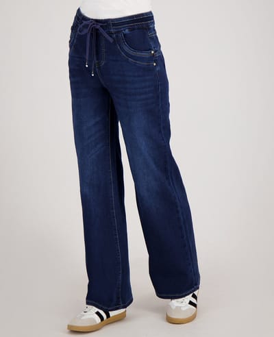 Je m'appelle Dames Broek Straight fit Met stretch - Blauw - Maat XS