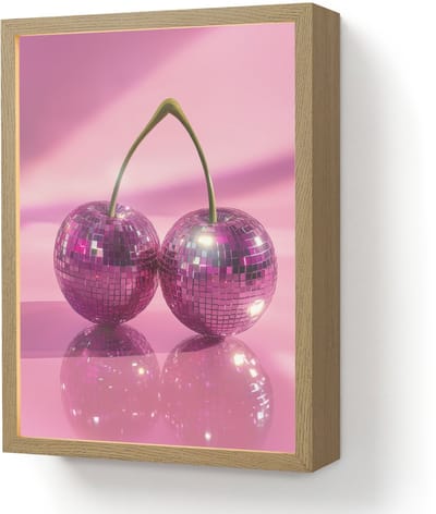 Wandlamp 30x40 cm - Oplaadbaar - Glitter - Discobol - Roze - Kersen - Wandlampen binnen woonkamer - Slaapkamer lamp - Decoratieve nachtlamp - Vloerlamp draadloos