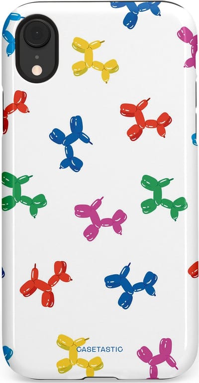 Casetastic Hoesje Geschikt voor Apple iPhone Xr - Stijlvolle Beschermende Duo-layer Case - Ballonnen hondje