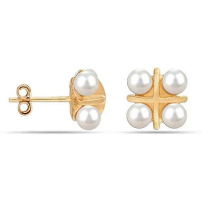 Dames parel kruisoorbellen in 925 sterling zilver met vergulding BIPE023