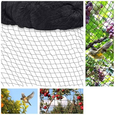 Allecto - Vogelbeschermingsnet - Vijvernet - Duurzaam nylon - 15 m x 15 m - Plantennet - Bescherming voor kersenboom - Zwart