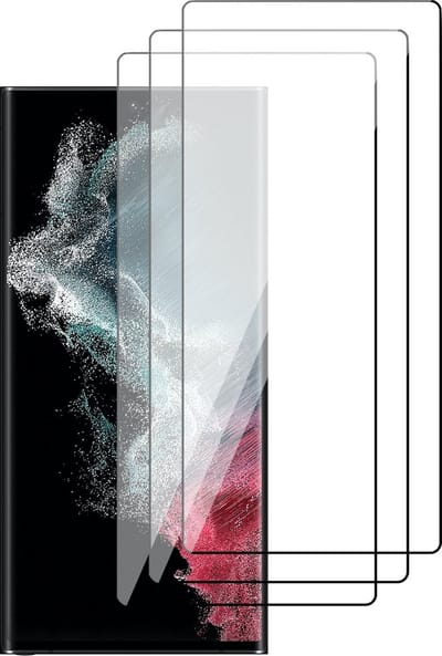 Screenprotector geschikt voor Samsung Galaxy S22 Ultra - Gehard Glas Beschermglas Tempered Glass Volledig Dekkende Screen Protector - 3 Stuks