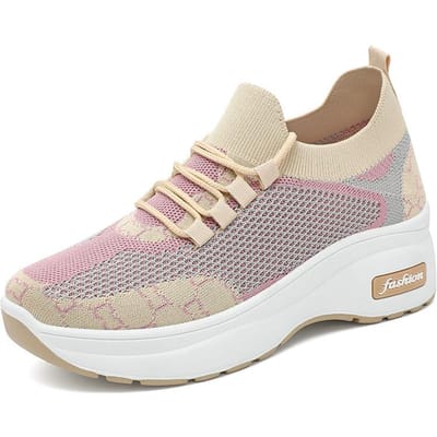 Chaussures d'ascenseur printemps nouvelles chaussures pour femmes élégantes fond épais respirant Flyknit chaussures décontractées 41 gray
