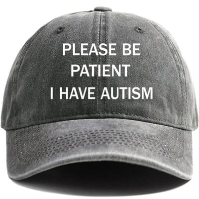 S'il vous plaît Soyez Patient J'ai l'Autisme Casquette de Baseball Chapeaux Usés Casquette Hommes Rétro Extérieur Été Chapeau Réglable Mz-284 gray