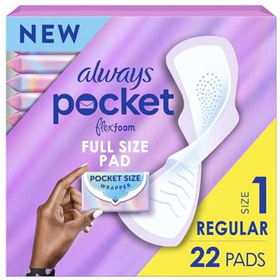 Vrouwelijke Ongeparfumeerde Pads met FlexFoam, Maat 1, Normaal, met Vleugels - 22 Stuks