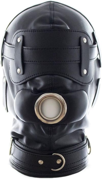 Banoch - Inferno Bondage Mask black - Zwart pu leren bondage masker met Gag & oogbedekking | BDSM