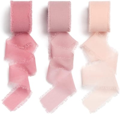 Kant-en-klaar Geschenkribbon voor Bruiloften in Antiek Roze - Chiffon Stof, 1" x 62", Decoratie, Cadeau, Feestelijkheid
