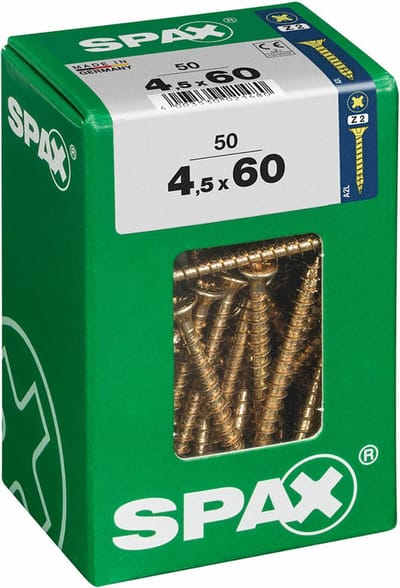Spax Universele Schroef Yellox Verzonken Kop Pozi - 4,5x60mm - 50 Stuks