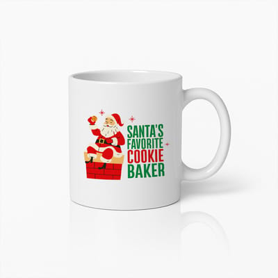 Santa’s Favorite Cookie Baker Mok 330ml – Grappige Kerst Koffiebeker, Perfect Feestdagen Cadeau voor Bakkers en Koekjesliefhebbers
