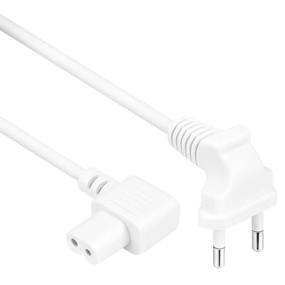 C7 apparaatsnoer - Haakse C7 plug - Haakse Euro stekker - Wit - 10 meter - Allteq