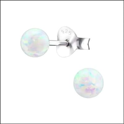 Aramat Jewels | Oorbellen | 925 Zilveren Opaal Oorbellen 6-8mm - Betoverende Edelsteen Studs | Wit/4mm | | | Zilver | Volwassenen, Kinderen | Verkleurd niet