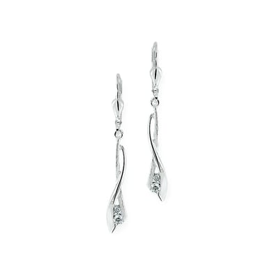 Glams oorhangers zirkonia poli/mat brisur haak - Zilver