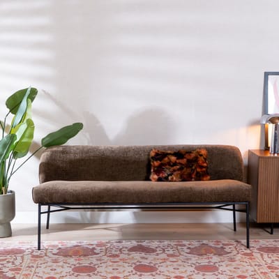 Bronx71® Eetkamerbank Momo chenille mocha 155 cm - eettafelbank - eetbank