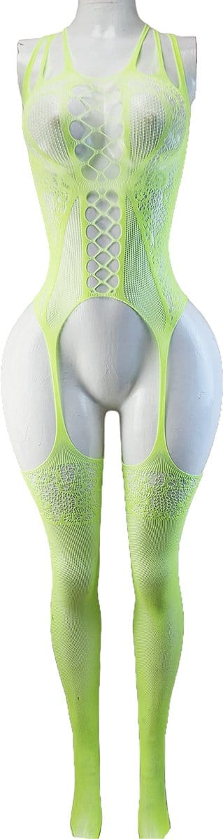 BamBella ® - Panty pak -Onesize - body suit - Dames - Onesize - Erotische jumpsuit van kant lingerie Groen