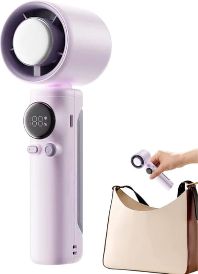 Kleine Draagbare Ventilator, Oplaadbare Reisventilator, Handmatige Koeler, Krachtige Motor, USB/Accu Voor Strand, Camping & Vakantie, 7.28x2.36 Inch