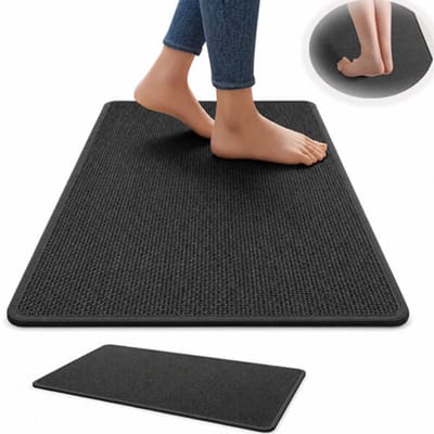 VHV - Keukenmat - Keukenloper - Vloermat keuken - Antislip - Waterabsorberend - Linnen look - Voor de keuken en het aanrecht - Wasbaar - 40*60cm - Zwart