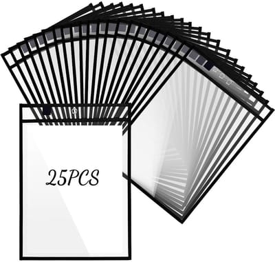 Dailygoods- Ticket Houders 25 Pack - Herbruikbare PVC Zakken - 30x25 Inch - Droogwiszakken - Organisatie Klas/Kantoor - Schokbestendig - Documenthoezen