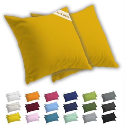 Lavea® Kussenslopen 50x50 cm Set van 2 – Kussenhoezen van 100% Zachte en Ademende Jersey Katoen met YKK Ritssluiting – Goudgeel