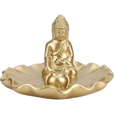 Statue de Bouddha tenant une relique à la main Bouddha thaï Bouddha Sakyamuni assis Porte-encens beige