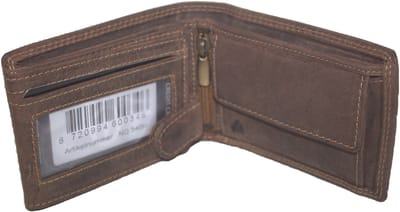 Oi Hunter bruine leren heren billfold mini / extra laag model herenportemonnees / Duits model herenbeurs / skim veilig / bruin leer / 349H