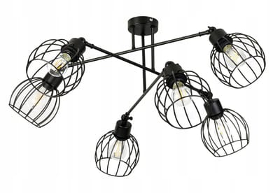 Loft Hanglamp Metaal Zwart 6xE27 Verstelbaar