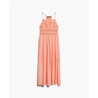 Superdry - Jersey maxi-jurk met kant - Dames - Jurken