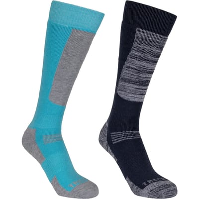 Trespass Convexe skisokken voor kinderen/Kinderen (Set van 2) (Marine/Cyberblauw)