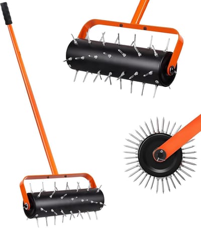Gazonbeluchter - Tuinwals Verticuteerder - Gazon Verzorgen - Vulbare Trommel - 180 cm Lengte - Zwart Oranje
