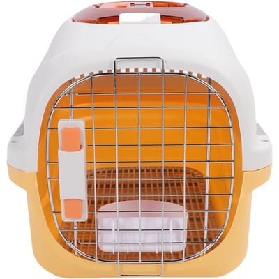 Plastic Hondenbench Bovenraam Afneembaar Reismand voor Hond Kattenmand met Handvat Vliegveldvriendelijk Geel geel