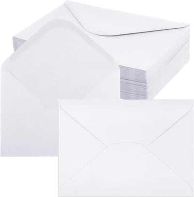 100x Kraftpapier Enveloppen Wit - Natklevend - Vintage Look voor Wenskaarten en Uitnodigingen