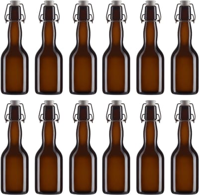 RANO - 12x beugelfles 330ml | donker bruin glas | porseleinen dop | Luchtdicht | fles met beugelsluiting | beugelflessen | glazen flesjes met dop | bierfles | bierflesjes | bottelen
