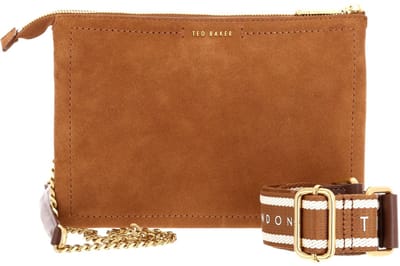 Ted Baker Leren schoudertas Shalina Webbing Suede Crossbody Bag Brown Lichtbruin