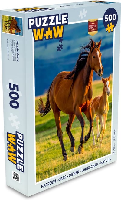 Puzzel Paarden - Gras - Dieren - Landschap - Natuur - Legpuzzel - Puzzel 500 stukjes