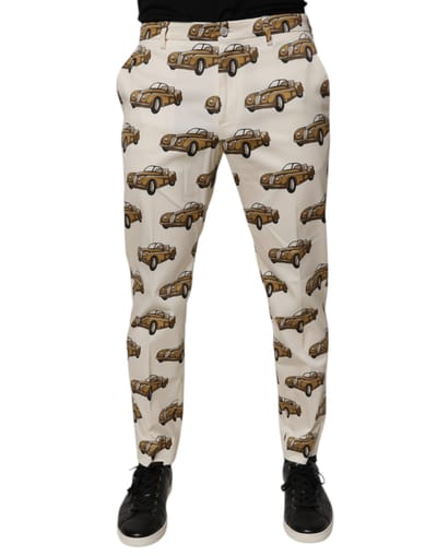 Vintage Auto Print Casual Broek