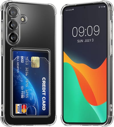 kwmobile Hoesje met kaarthouder voor Samsung Galaxy A55 5G - telefoonhoesje met kaartsleuf - Soft Case - beschermhoesje in transparant