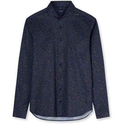 OLYMP Signature Casual Overhemd, Tailored Fit, Cutaway, Nachtblauw