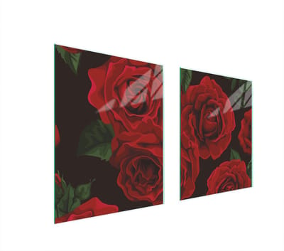 TMK ArtDeko - Pannendeksel Achterwand - Rood Rose - Glas - 85x52cm