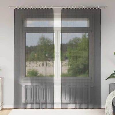 vidaXL - Gordijnen - voile - met - roedezakken - 2 - st - zwart