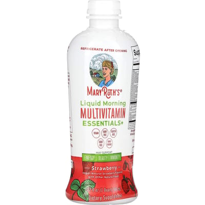 MaryRuth's, Vloeibaar Ochtend Multivitamine Essentials +, Aardbei, 32 fl oz (946 ml)