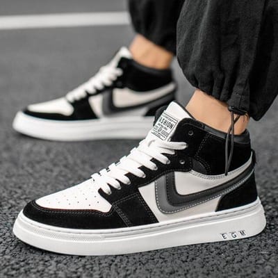 Crlaydk Lente Nieuwe Hoge Sneakers Wandelen Sport Tennis Ademende Schoenen Vetersluiting Comfortabel Schoeisel Enkel Basket Homme 41 white